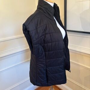 New York & Company Black Quilted Puffer Vest with Stand Collar